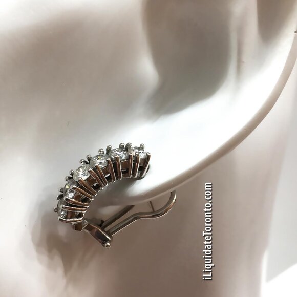 1.80CTW Natural Diamond Huggie Earrings in White Gold. 12 Diamonds at 15pts Each - Picture 2 of 11